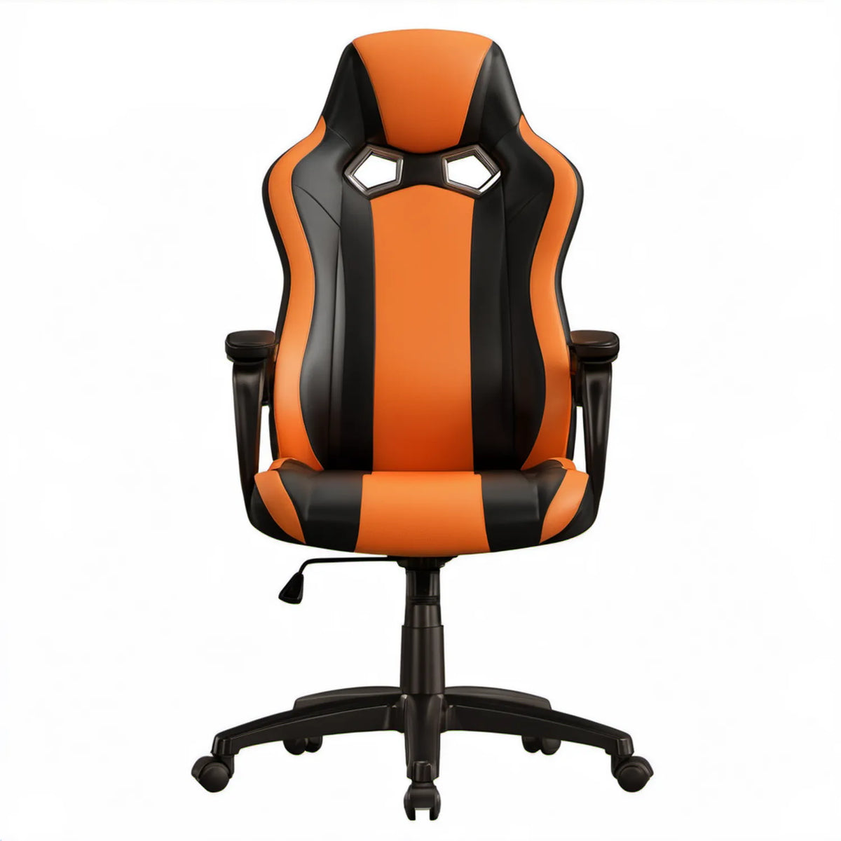 Obrotowy fotel gamingowy z ekoskóry PU czarno-pomarańczowy 65 x 65 x 112–122 cm