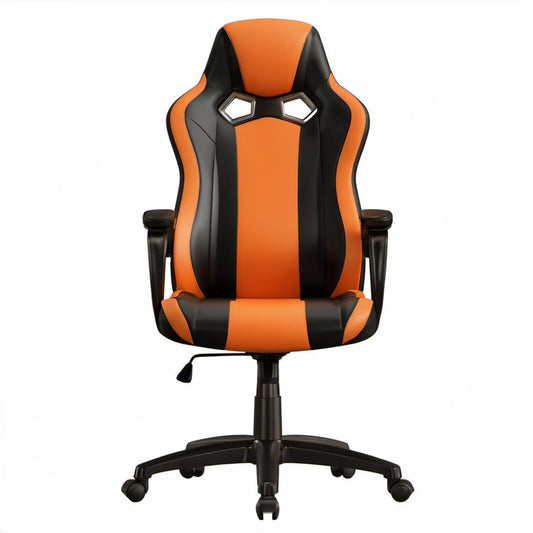 Obrotowy fotel gamingowy z ekoskóry PU czarno-pomarańczowy 65 x 65 x 112–122 cm