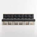 3-częściowa sofa ogrodowa z palet grafitowa, 360 x 80 x 65 cm, lite drewno sosnowe